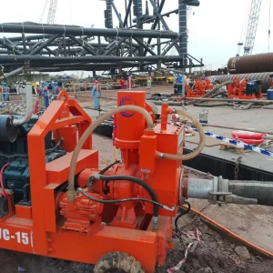 drainage pump operating in road construction project site