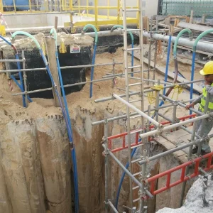 wellpoint dewatering system installed for deep excavation project