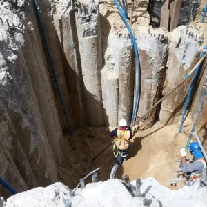 self priming dewatering pump operating in flood control project