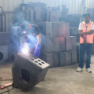 portable dewatering pump removing water in Muscat site