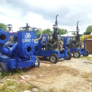 centrifugal pump removing excess water from construction area