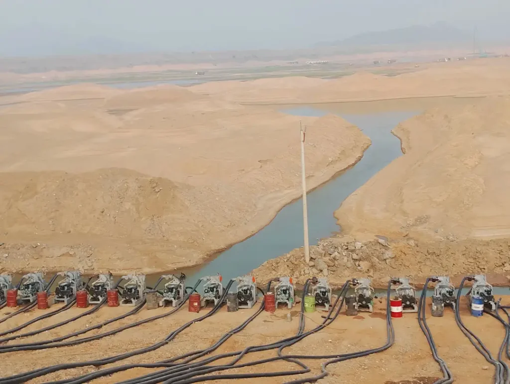 dewatering pump installation service at construction site